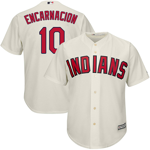 Indians #10 Edwin Encarnacion Cream New Cool Base Stitched MLB Jersey